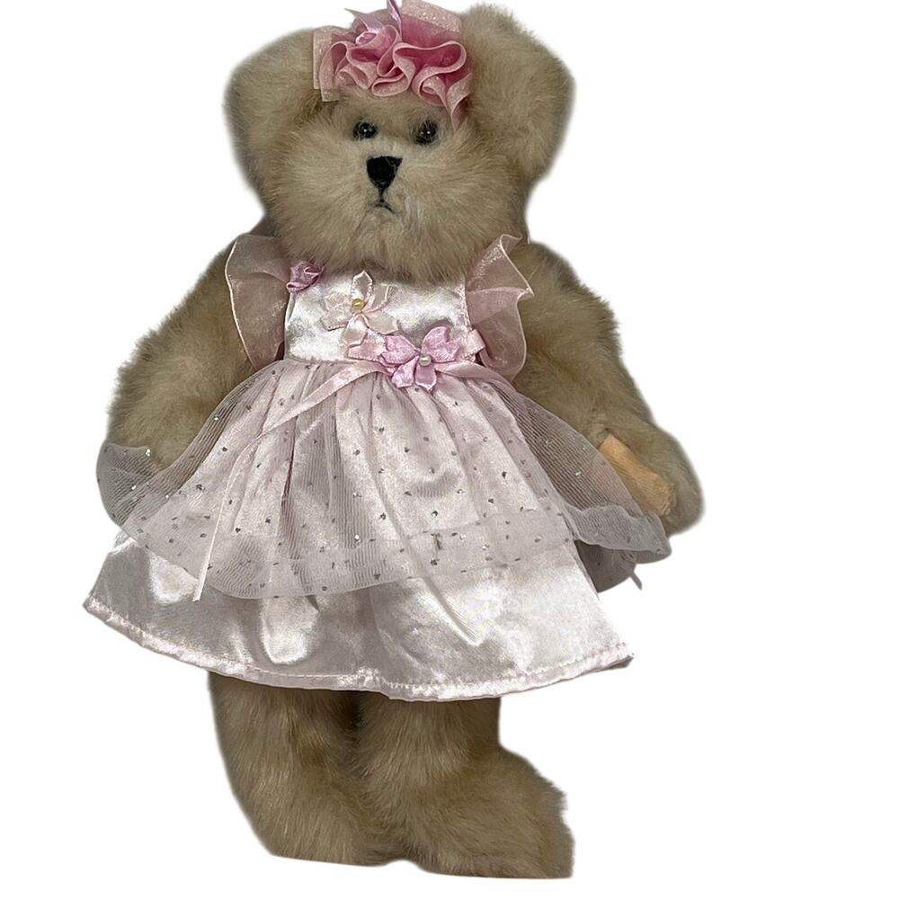 Ganz Sommerset Lane Bear Plush Vintage 1990s Pink Party Dress Rosette Hat H8077